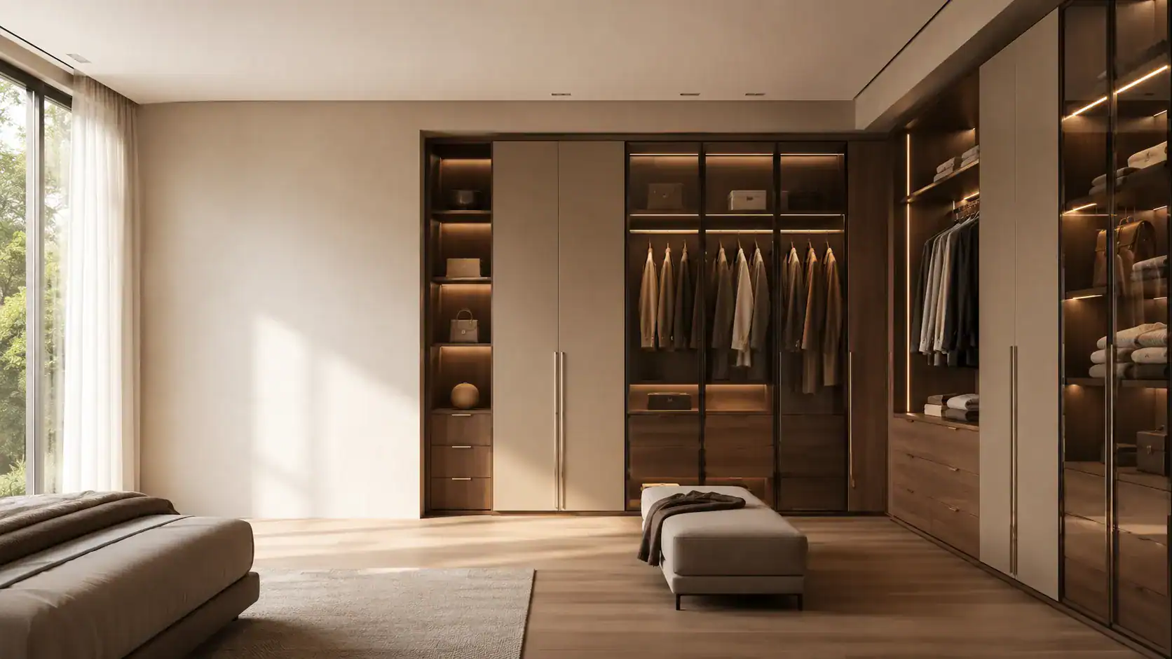 Luxury custom walk-in closet and wardrobe system