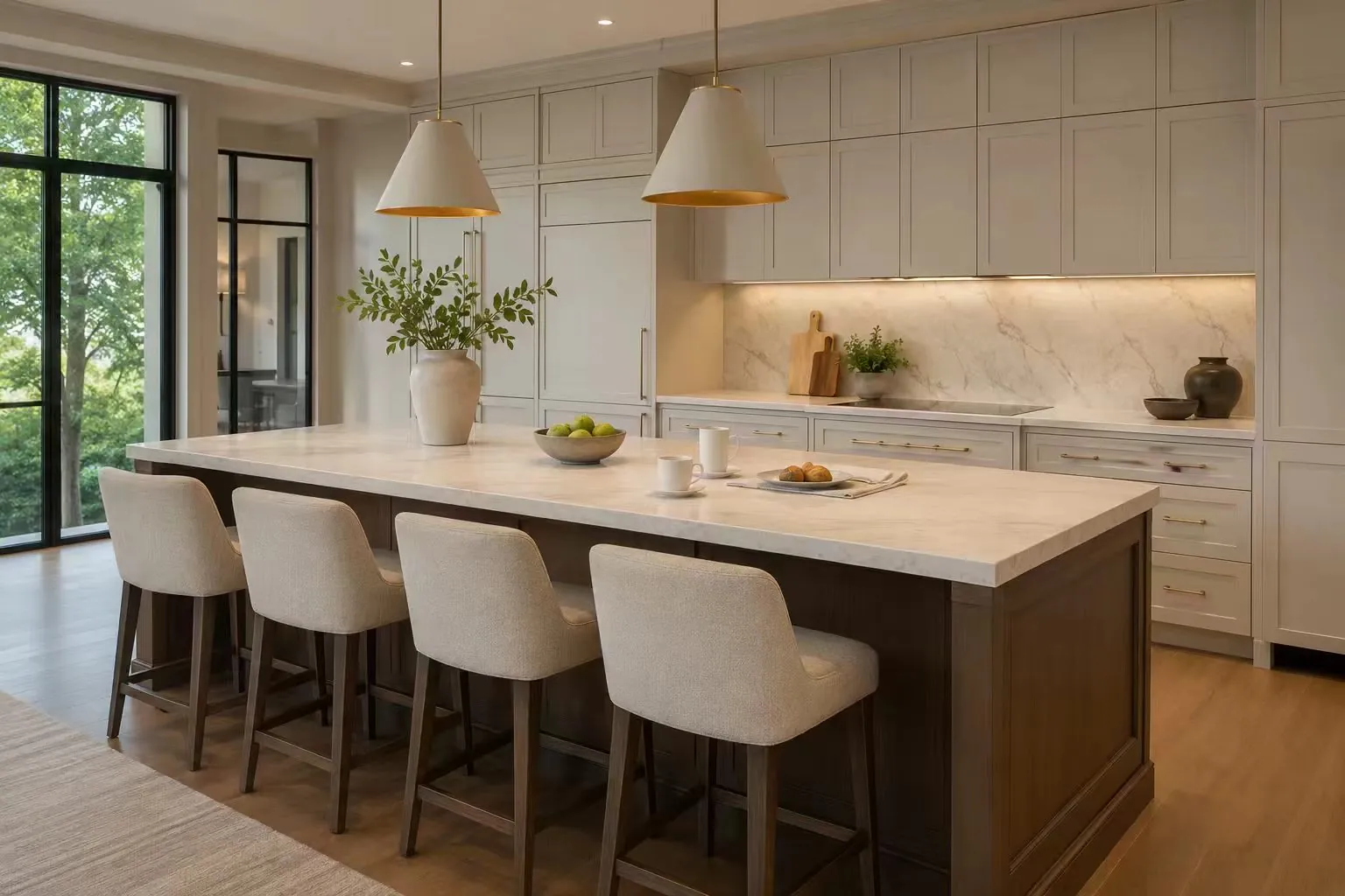 dining island table with stool seating and breakfast counter