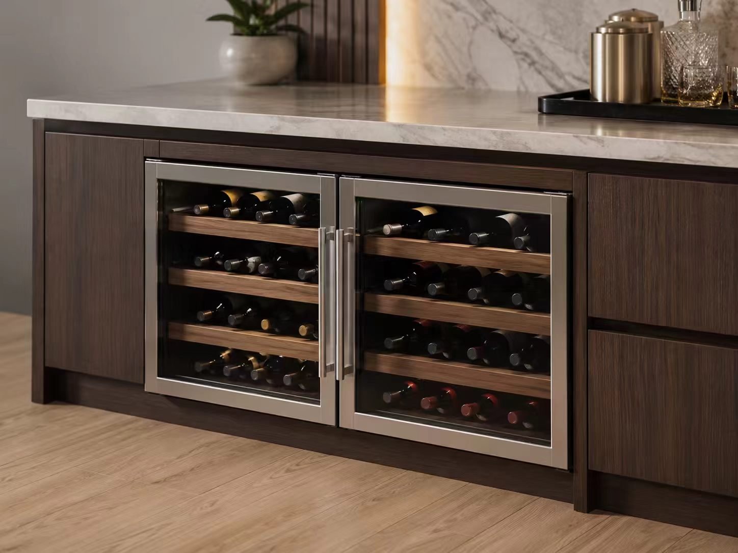 under counter wine cabinet integrated below island table sideboard or bar counter