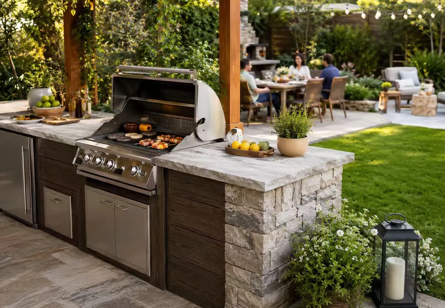 Family garden outdoor BBQ cabinet for weekend gatherings