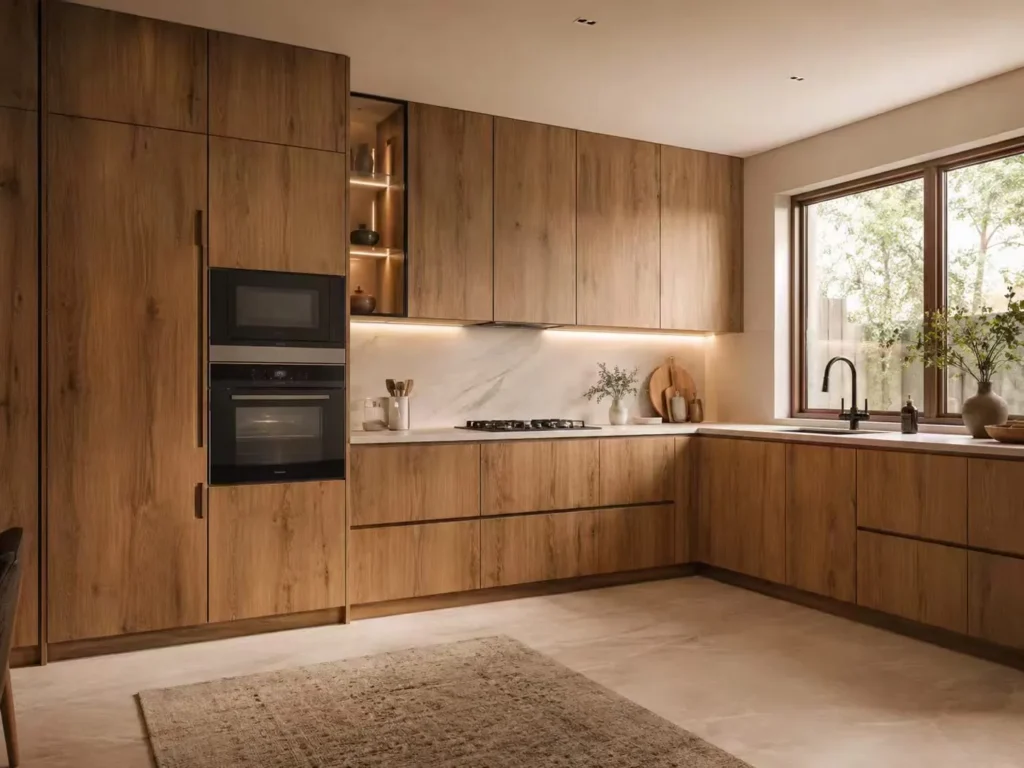 Natural Wood Grain Kitchen Cabinets