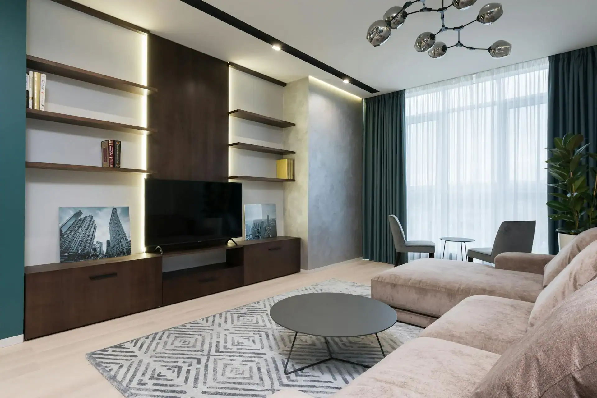 Custom TV Stand and living room TV wall cabinet with hidden storage