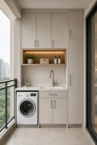Balcony Laundry Cabinet with Sink for Utility Room Projects image 1