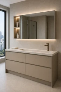 Custom Bathroom Vanity Cabinet with Mirror Storage image 1