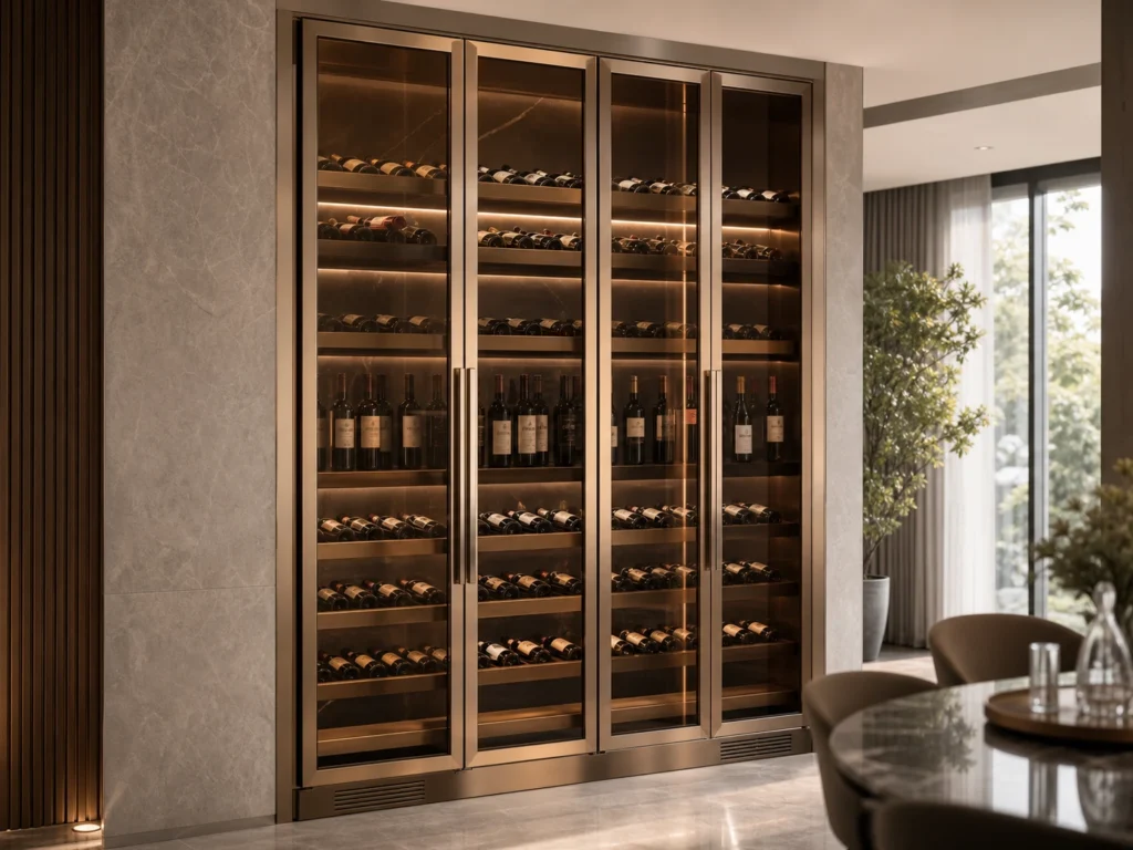 Bronze Glass Stainless Steel Wine Display Cabinet image 1