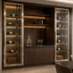 Built-In Stainless Steel Wine Cabinet with Walnut Panels