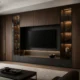 Built-In TV Wall Unit with Walnut Display Towers