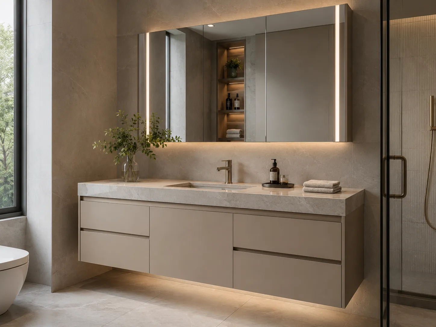 Bathroom vanity cabinet for modern residential bathroom