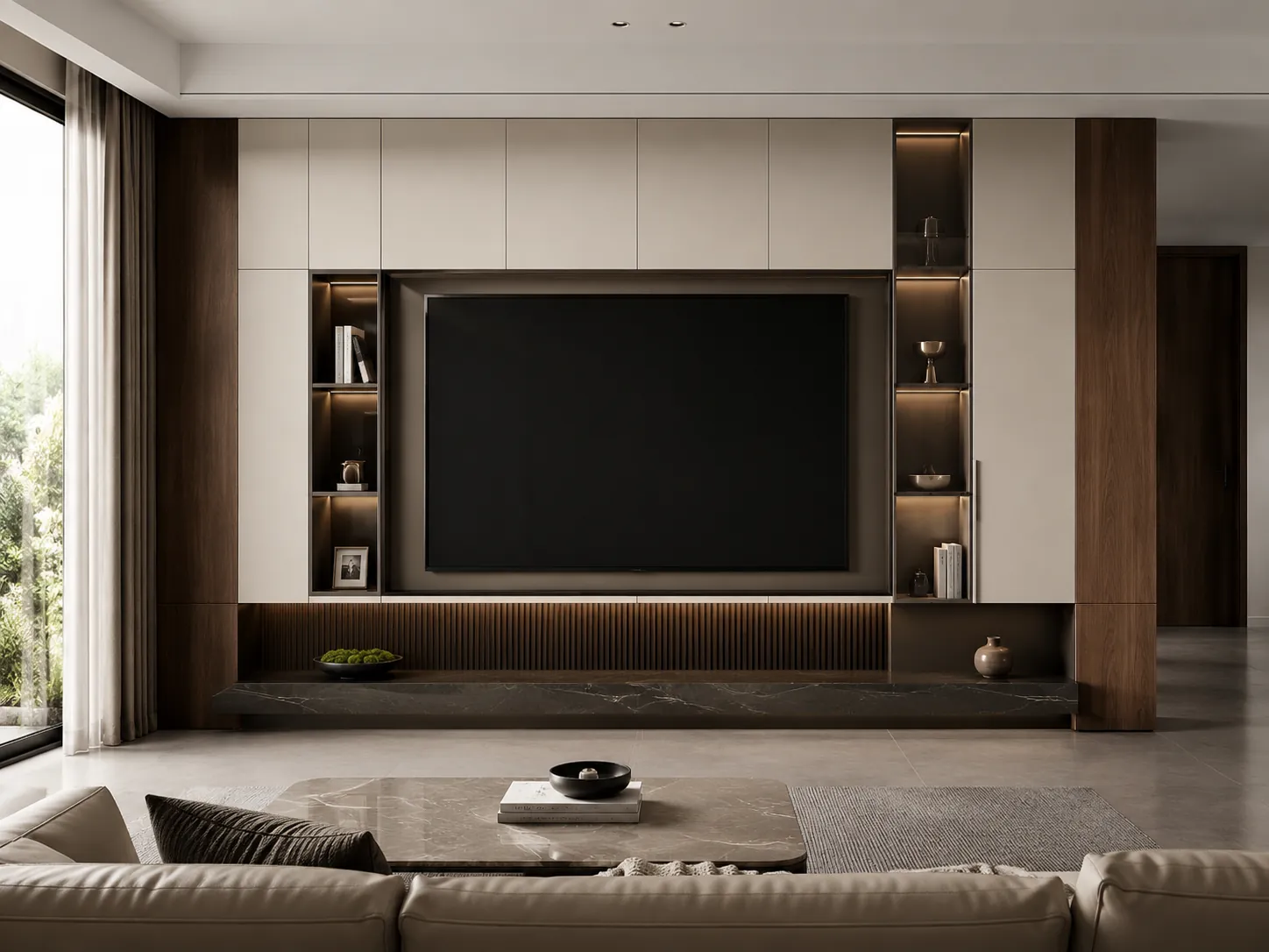 Built-in TV wall cabinet for modern living room