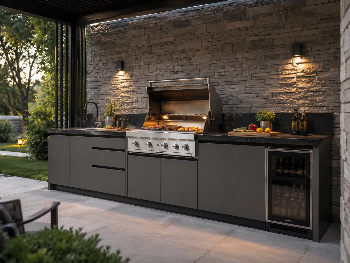Outdoor BBQ cabinet for villa patio and garden project