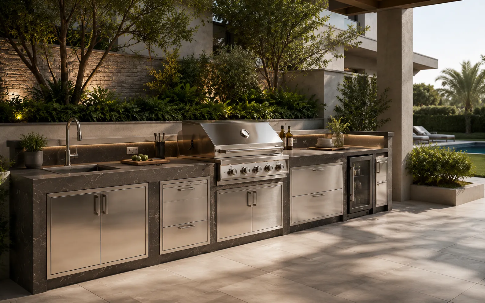 Outdoor BBQ cabinet for villa patio and garden project