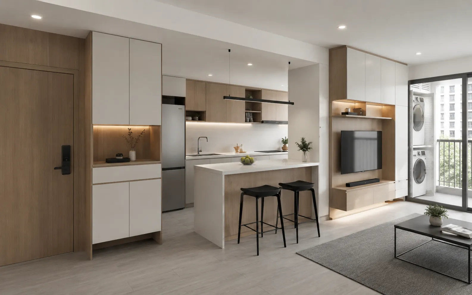 Apartment custom cabinet project for compact residential interior