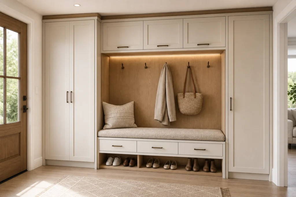 Entryway Cabinet with Bench and Shoe Storage image 1