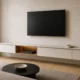 Floating TV Stand with Warm Oak Storage