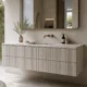 Fluted Stone Floating Bathroom Vanity with Drawer Storage
