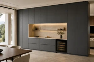 Graphit-Boden-zu-Decke-Anrichte mit Steinportal image 1