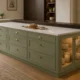 Kitchen Island Table with Storage and Display Drawers
