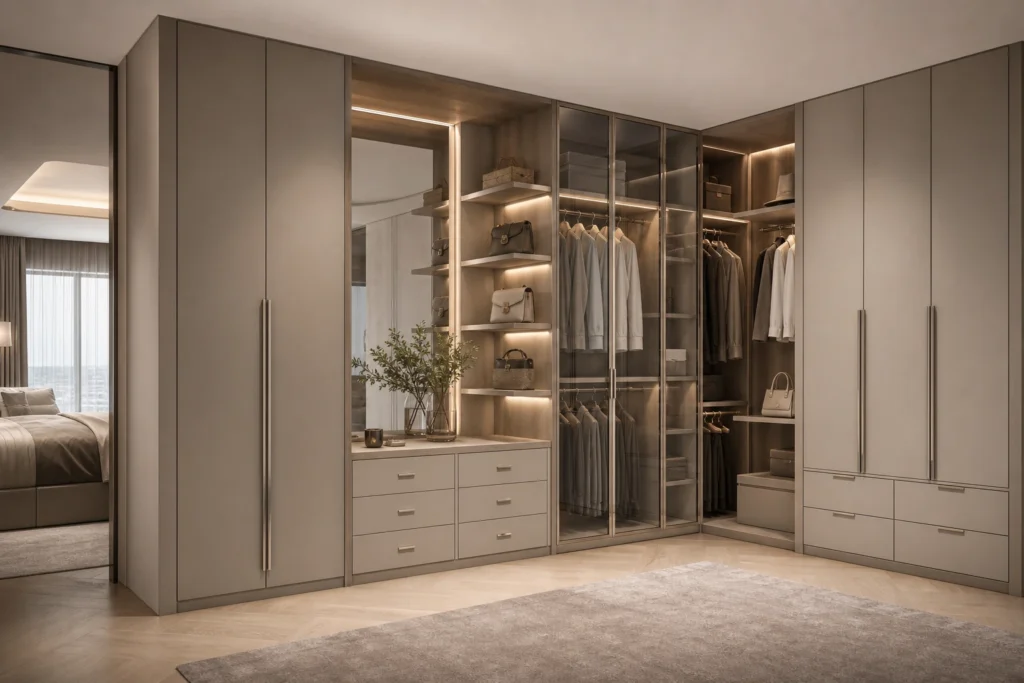 Custom Master Bedroom Walk-In Closet for Private Suite Storage