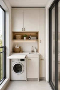 Small Balcony Laundry Cabinet for Compact Apartment Storage image 1
