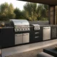 Stainless Steel Outdoor BBQ Cabinet with Dark Fronts