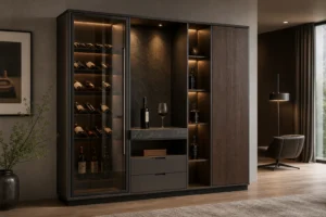 Stainless Steel Wine Display Cabinet with Smoked Glass image 1