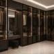 Walk-In Closet with Glass Doors and LED Display Storage