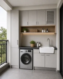Waterproof Balcony Laundry Cabinet for Humid Utility Areas image 1