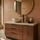 Custom Walnut Wood Bathroom Vanity Cabinet
