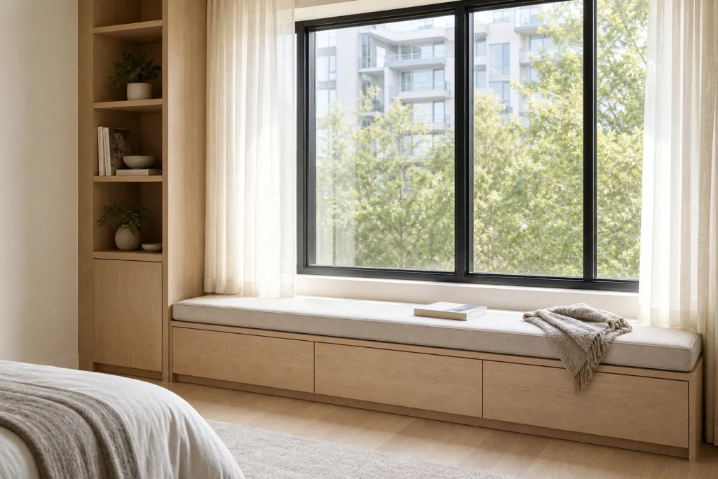 Built-In Window Seat Storage Cabinet