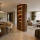 Curved Walnut Column Wrap Display Cabinet