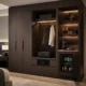 Dark Wood Hotel Room Wardrobe and Minibar Cabinet