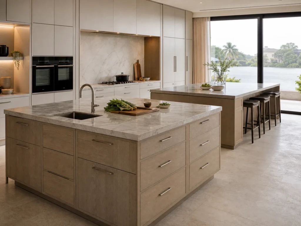 Double Island Kitchen Cabinet with Prep Sink