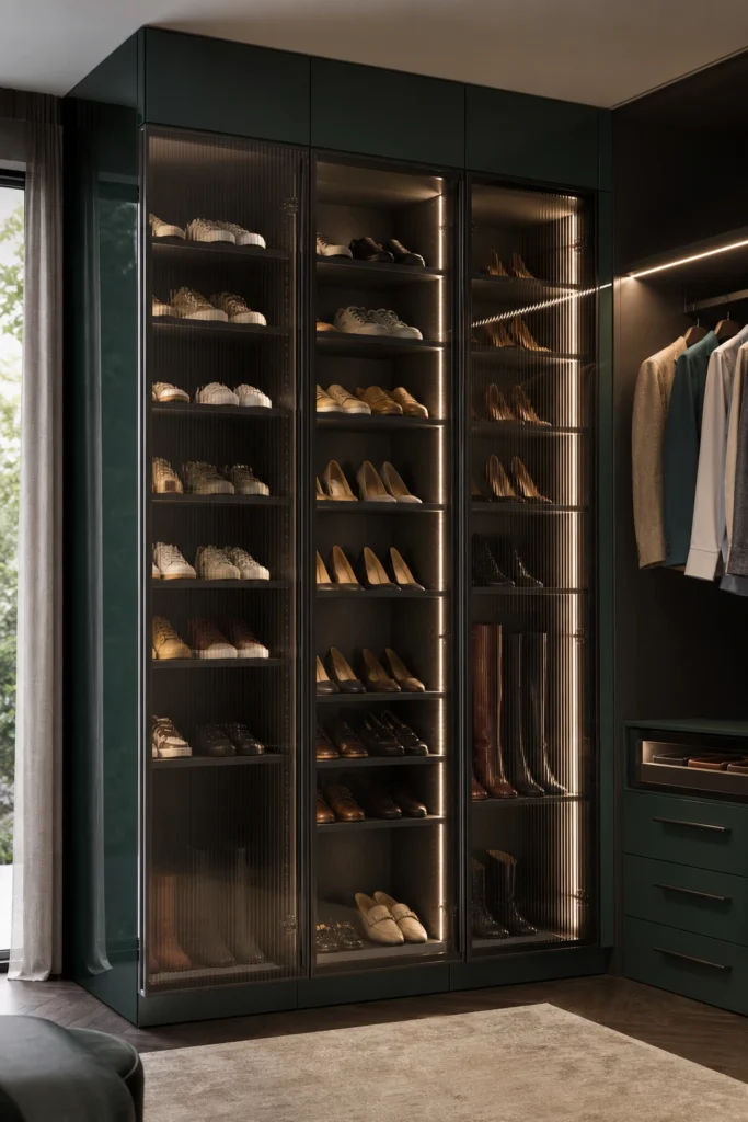 Glass Door Shoe Wardrobe Cabinet