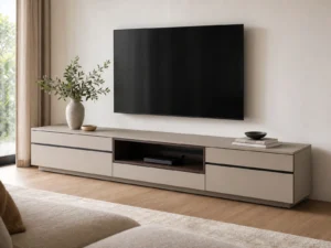 Low Profile TV Console Cabinet with Cable Management image 1