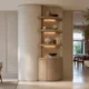 Round Column Display Cabinet with Open Shelves