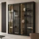 Slim Black Aluminum-Frame Glass Display Cabinet