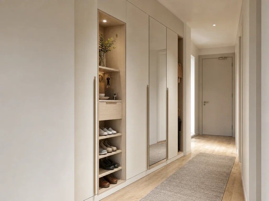Slim Hallway Storage Cabinet with Mirror Door