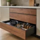 Walnut Drawer Base Kitchen Cabinet with Heavy-Duty Drawers