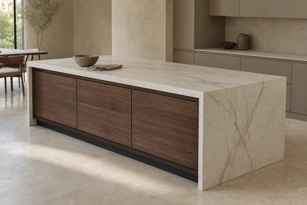 Waterfall Stone Kitchen Island Table